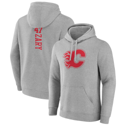 Men's Calgary Flames Heather Gray Connor Zary Player Pullover Hoodie
